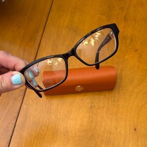 Tory Burch Tortoiseshell Glasses with Signature Orange Case (frames only)
